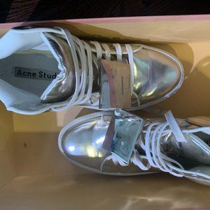 Acne Studios Gold Shiny Metallic Adriana Hi Top Sneakers